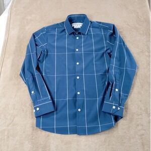 Mizzen+Main Leeward Collection Trim Fit Dress Shirt Men Medium Blue White LS EUC